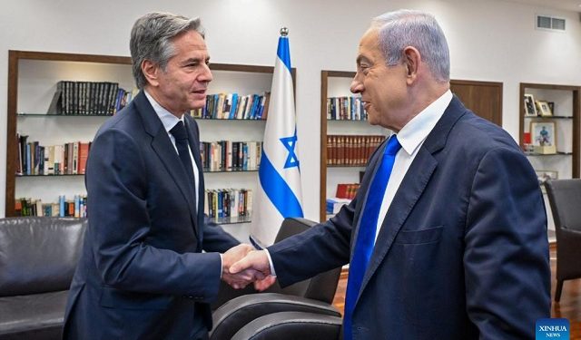 Blinken meets Netanyahu on one of his many visits to the Middle East.