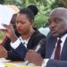 LC V Chairman Erastus Kibirango and MP Brenda Nabukenya presiding over a meeting to resolve the land dispute on Monday. PHOTO URN