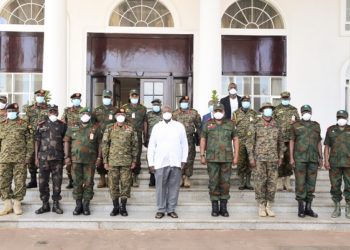 FILE PHOTO: President Yoweri Museveni meets UPDF and DRC army officials. Uganda has an operation in DRC but is on high alert over M23 issues