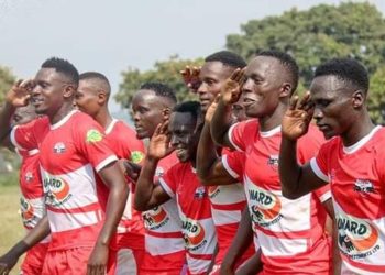 Omedi (second from Right) joined by teammates in celebrations.