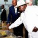 President Yoweri Museveni and former energy minister Irene Muloni during the launch of Africa Gold Refinery in Entebbe in 2017.