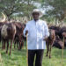 President William Ruto (grey suit), Ugandan President Yoweri Museveni (white shirt), and ODM leader Raila Odinga having a discussion in Uganda. PHOTOS PPU.