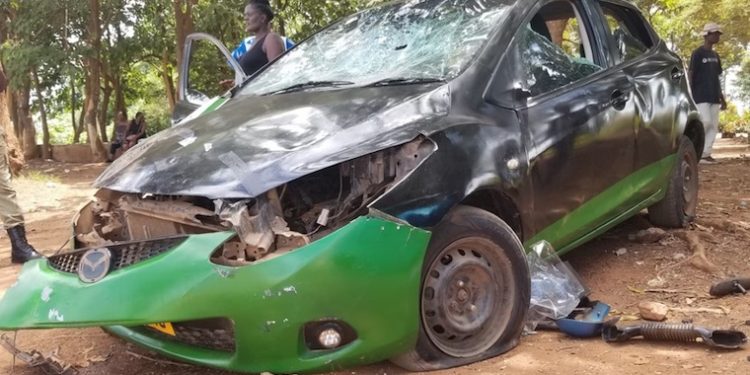 One of the vandalised vehicles