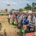 Alebtong District officials receiving the tractors at the District Headquarters. PHOTO URN