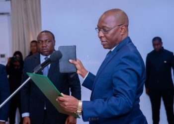 James Mataragio during his swearing in as deputy permanent secretary in the Ministry of Energy two weeks ago