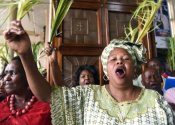 Christians Celebrating Palm Sunday. Image may be subject to copyright