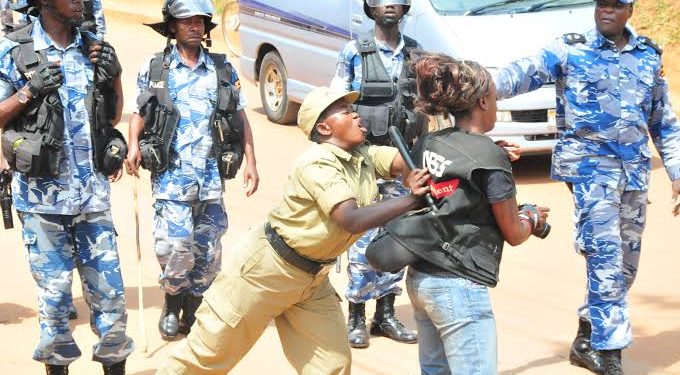 Ugandan Journalist attacked by the Police. Image may be subject to copyright