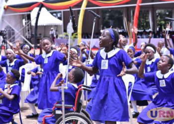 Young poets from Nakivubo Blue Primary School captivating the audience with their performance at the inaugural National Education Day. PHOTO URN