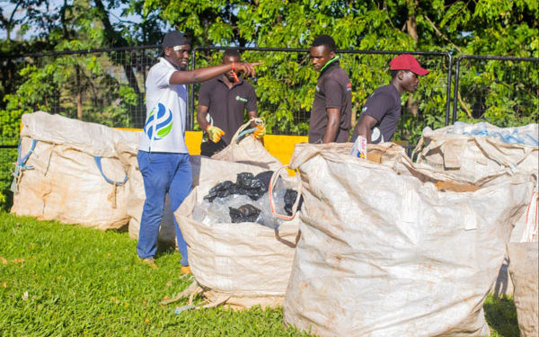 Workers at one of the waste collection and sorting sites