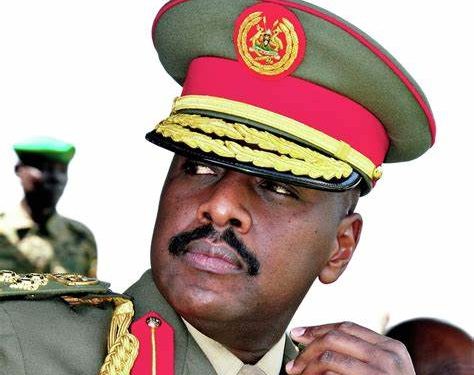 Muhoozi, cushioned in his role as Chief of Defense Forces, basks in the protection of his father’s military clout, fully aware that his father’s shadow overshadows the army.  Image maybe subject to copyright.