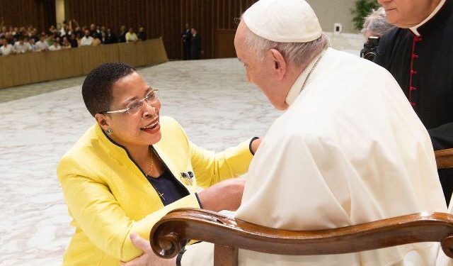 Among, a known architect of human rights abuses and a looter of public resources, gets to meet the Pope. It's a disgrace to every victim of her vile actions.  Image maybe subject to copyright.