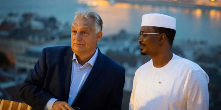 Hungarian Prime Minister Viktor Orban meets with Chad’s President Mahamat Idriss Deby Itno in Budapest on Sept. 8.Hungarian prime minister’s office