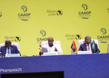 H.E. Yoweri Kaguta Museveni, President of the Republic of Uganda and H.E. Joao Lourenco, President of the Republic of Angola and First Vice Chair of the African Union at the opening ceremony of the Extraordinary Summit of Heads of States and Government of the African Union in Kampala, Uganda on January 11, 2025.