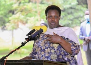 The Vice President Maj. (Rtd) Jessica Alupo lecturing on opportunity during the Patriotism Ideology Training for Student Leaders from Universities across the Country organized by the National Secretariat for Patriotism Corps Office of the President at Nkumba University on the 9th January 2025. Photo by PPU/Tony Rujuta.