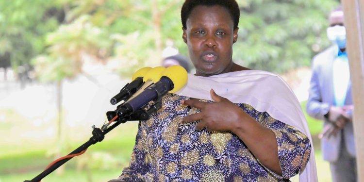 The Vice President Maj. (Rtd) Jessica Alupo lecturing on opportunity during the Patriotism Ideology Training for Student Leaders from Universities across the Country organized by the National Secretariat for Patriotism Corps Office of the President at Nkumba University on the 9th January 2025. Photo by PPU/Tony Rujuta.