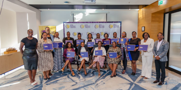 Graduates of the 2nd Cohort of the LEAN Forward Modular Program pose with CEO Summit Uganda officials at the program's graduation ceremony at Four Points by Sheraton Hotel.