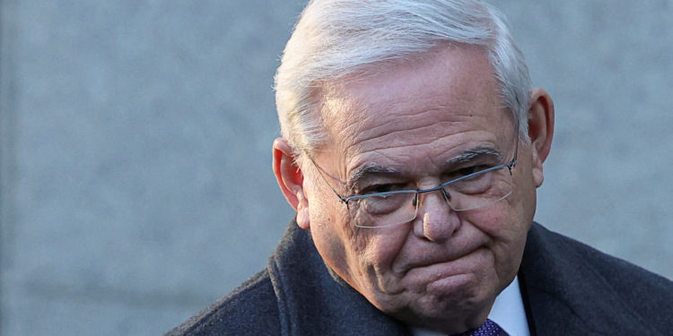 Former U.S. Senator Robert Menendez (D-NJ) leaves Federal Court, on the day of sentencing in his bribery trial in connection with an alleged corrupt relationship with three New Jersey businessmen, in New York City, U.S., January 29, 2025. REUTERS/Brendan McDermid