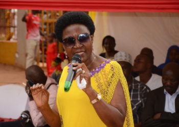 Rosemary Seninde, Director for mobilization NRM Secretariat remarking during the showcasing of students' works at Mulago Skilling Centre on Monday 3 March 2025. PHOTO BY COLLEB MUGUME