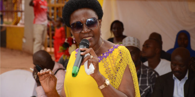 Rosemary Seninde, Director for mobilization NRM Secretariat remarking during the showcasing of students' works at Mulago Skilling Centre on Monday 3 March 2025. PHOTO BY COLLEB MUGUME